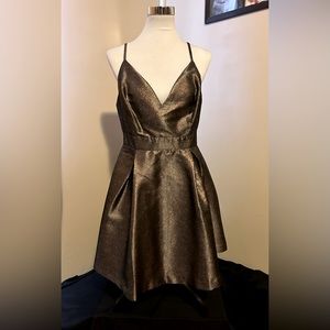 Steal The Show Metallic Dress - Bronze